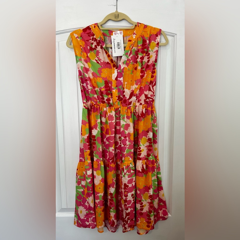 NWT Top It Off Floral V-Neck Sleeveless Mini Dress Size M (8-10)